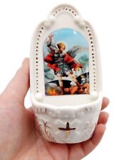 Saint Michael Full Color Petite Porcelain Wall Hanging Holy Water Font picture