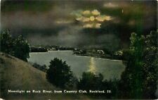 Country Club  C-1910 Moonlight Rock River Postcard Rockford Illinois 20-1716 picture