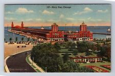 Chicago IL-Illinois, Aerial Navy Pier, Antique, Vintage Postcard picture