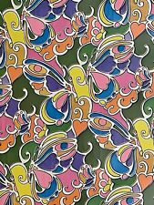 VTG WRAPPING PAPER GIFT WRAP GROOVY HIPPIE FLOWER POWER PSYCHEDELIC 1960 picture