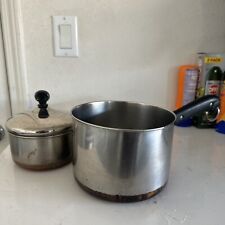 2 Pc Set Revere Ware Copper Bottom 2 Qt Saucepan And 3 1/2 Quart Pot - One  LID picture