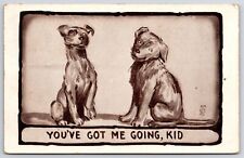 You've Got Me Going Kid Dogs Drawing Staring At Each Other Animals Postcard picture