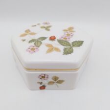 Vintage Wedgwood Wild Strawberry Trinket Box Hexagonal Bone China 8cm X 4cm picture