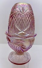 Fenton Glass Vintage Iridescent Pink Pineapple Heart Fairy Lamp Candle Holder picture