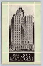 Lord Baltimore Hotel Vintage Postcard All Modern Rooms with Bedhead Reading Lamp picture