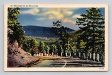 Postcard Route 309 Pennsylvania Night in the Mountains, Vintage Linen A16 picture