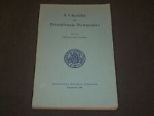 1944 A CHECKLIST OF PENNSYLVANIA NEWSPAPERS VOLUME 1 BOOK - ST 5250 picture