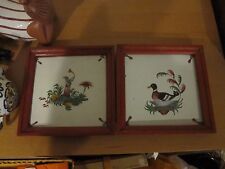 PAIR @ 2 ANTIQUE 1900 FRENCH GEO. MARTEL DESVRES, FRANCE CHINOISERIE TILES 6