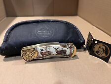 #15 Franklin Mint 10 Point Buck Deer Collector Folding Pocket Knife Padded Case picture