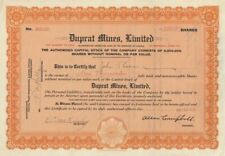 Duprat Mines, Limited - 1927 Canadian Mining Stock Certificate - Foreign Stock - picture