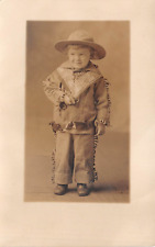 RPPC Very Cute Young Child Dressed As A Cowboy Holding c1910 Postcard picture