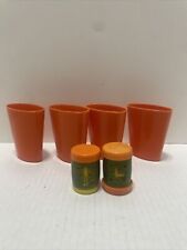 Vintage St. Labre Indian School Salt & Pepper Shakers Olive & Orange With 4 Cups picture