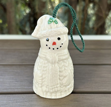 Belleek Irish Sweater Snowman Bell White China Ornament Made Ireland No Box 3.5