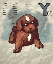 Antique Vintage Postcard Dog Puppy Cartoon 1910s 