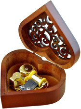 Heart Shaped Vintage Wood Carved Mechanism Musical Box Wind up Music Box Gift fo picture
