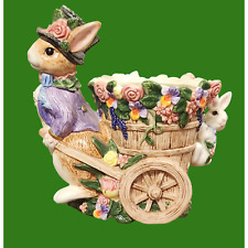 1994 Fitz and Floyd MAYFAIR RABBIT WITH VASE/PLANTER CART 10