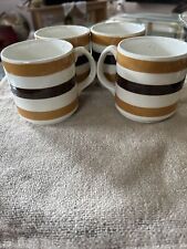 Carrigalune Butterscotch And Dark Brown Striped Coffee Mugs Made In Ireland Set  picture