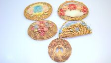 Vintage Miniature Pins Basket Whimsies Shell Art Woven Flowers Whimsy Pins picture