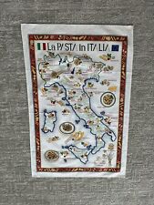 Vintage Made In Italy La Pasta Italia Map Cotton Tapestry / Tea Towel picture