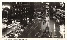 Times Square at Night New York City NY Hotel Astor Street Action 1930s RPPC B497 picture