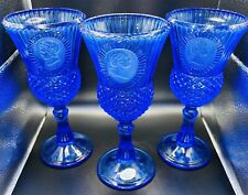Avon Mount Vernon Fostoria Glass Cobalt Blue Goblets.  George Martha Washington picture