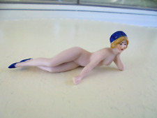 Vintage 1920 Germany Nude Ceramic Bisque Lounging Beauty Mini Figurine 3” Long picture