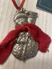 Lenox Vintage Kirk Stieff Pewter Snowman With Red Scarf Ornament USA NO BOX USED picture