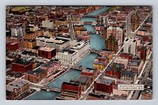 Milwaukee WI-Wisconsin, Aerial Downtown, Antique, Vintage Souvenir Postcard picture