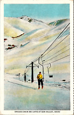 Post Card Unique Chair Ski Lift Sun Valley Idaho 1941 Union Pacific RR Card picture