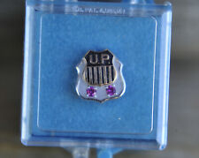 Vintage 10K White Gold / 2 Ruby Union Pacific Railroad Tie Tac Pin Tack picture