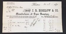 1874 J.R. Bigelow & Co Billhead Manufacturers of Paper Hangings Boston Signed picture