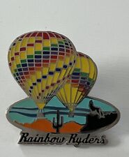 Rainbow Riders Pin /Brooch Hot Air Balloons Cactus Desert picture