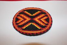 Vintage Native American Style Beaded Belt Buckle With Leather Backing picture