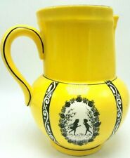 Antique Czechosovakia Victorian Silhouette Ceramic Pitcher Pitcher Yellow WOW picture