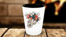 Skull roses bouquet butterfly shot glass, Halloween gift, Day of the Dead picture