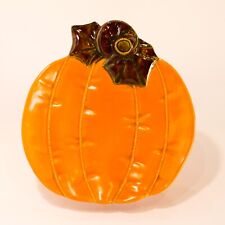 Vintage Ceramic Quilted Pumpkin Dish / Plate Dona's 1985 Fall Decor picture