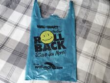Vintage 2000 Blue Walmart Rollback Smiley Face Single Use Plastic Shopping Bag picture