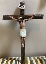 Vintage Altar Wooden Wall Crucifix 21” X 13” Exquisite Detail Head & Torso picture