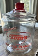 Vintage Tom's Toasted Peanuts Store Counter Jar Glass with Lid VERY NICE picture