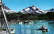 Small Boat Harbor Cordova Alaska AK Mountains Postcard VTG UNP Mike Roberts picture