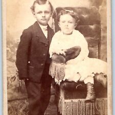 c1870s Waverly, Iowa Cute Children Boy Girl CdV Photo Card Leo Kahn H10 picture