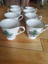 16 Piece Nikko Happy Holidays Coffee Cups and Saucer Swirl Rim Christmas Tree picture