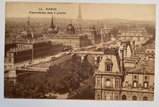 1910s Lithograph Postcard Paris Panorama, Eiffel Tower, Sainte Chapelle Vintage picture