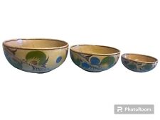 Vintage Tlaquepaque Mexican Folk Art Pottery Nesting Bowls set of 3 picture