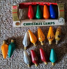 Lot of 16 Vintage Christmas C6 GE MAZDA Light Bulb Smooth Ribbed Dome Cone Testd picture