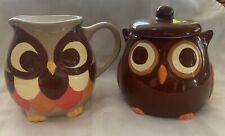 Ceramic Owl Creamer And Sugar Bowl By Mesa Home Brand picture