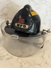 VTG MSA TOPGARD Fireman's Helmet w Badge, Strap, Plectron Shield “WFD 3” picture