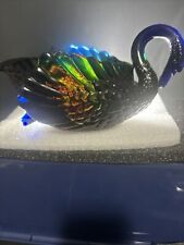 Cobalt Blue Carnival Glass Swan Candy. 4” Tall, 8” Long, 3”wide picture