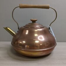 Vintage Copper Tea Kettle With Wood Handle picture