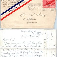 Aug 1945 WWII Le Havre France Camp Phillip Morris Soldier Letter Dad APO #45 5K picture